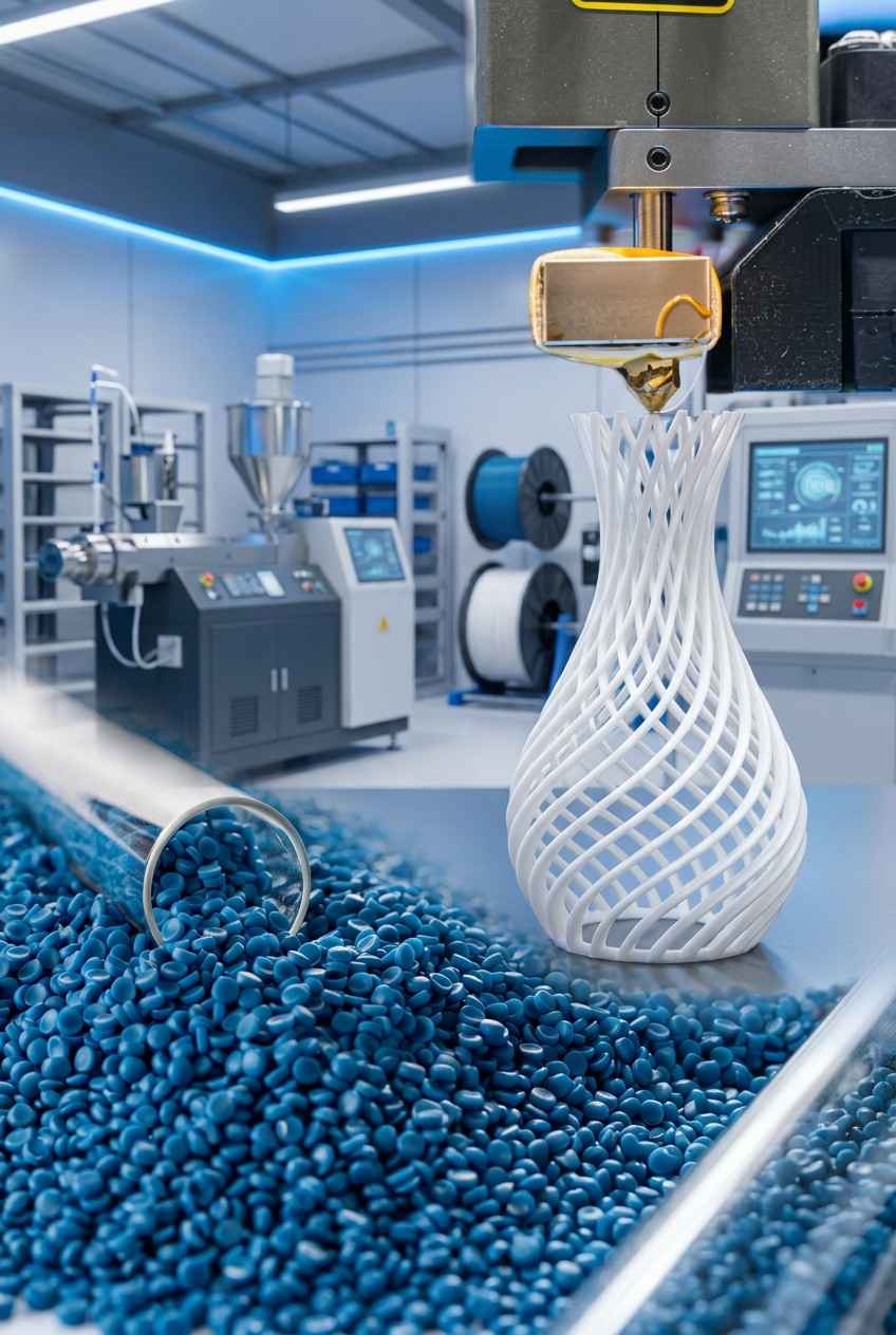 Polymer granules and industrial polymer processing equipment